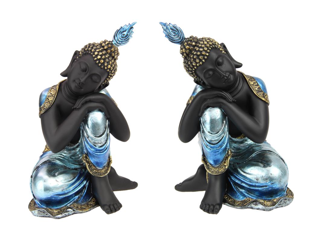 18cm Rulai Resting Buddha in Blue Finish 2 Asstd