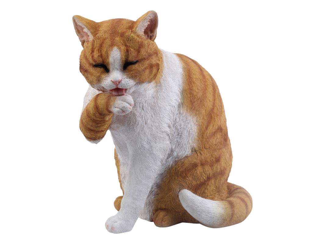 31cm Sitting Cat Licking Paw