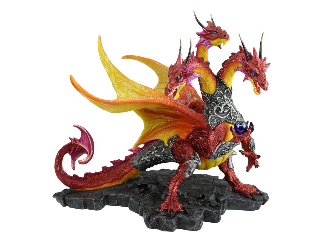 45cm Red Hydra Guardian Dragon with Three Heads