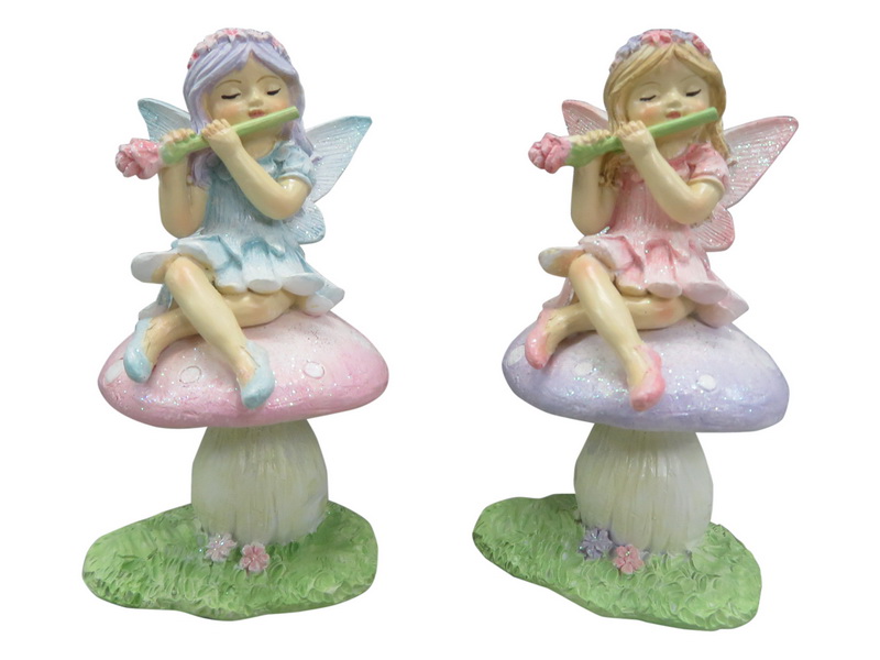 9cm Sitting Fairy on Mushroom 2 Asstd