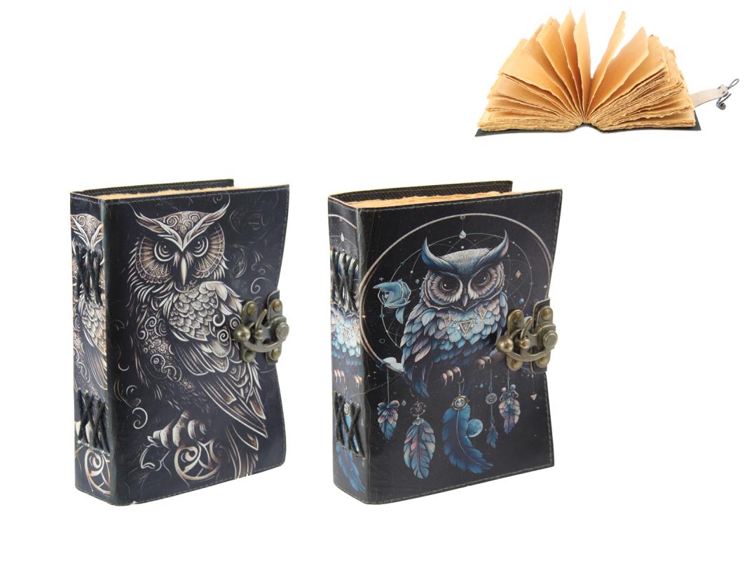 7x5" Leather Printed Owl Journal 2 AsstD 18x13cm