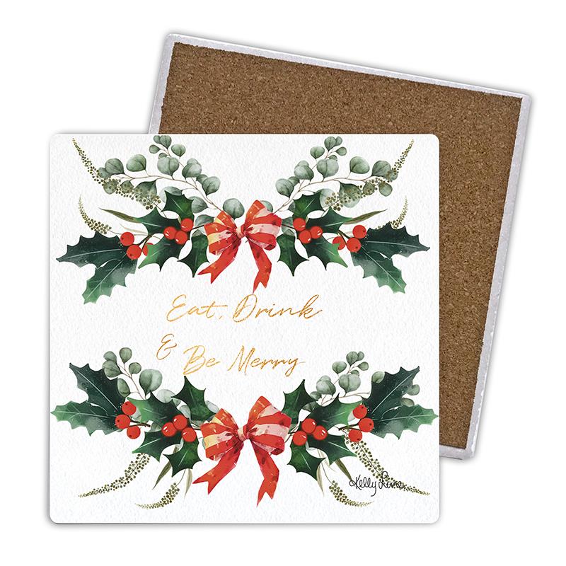 Christmas 10x10cm Ceramic Coaster Set of 6 by Kelly Lane