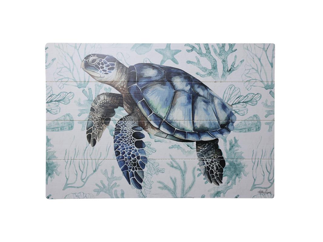 Coastal Turtle 40x60 Hanging Slat Wall Art by Kelly Lane