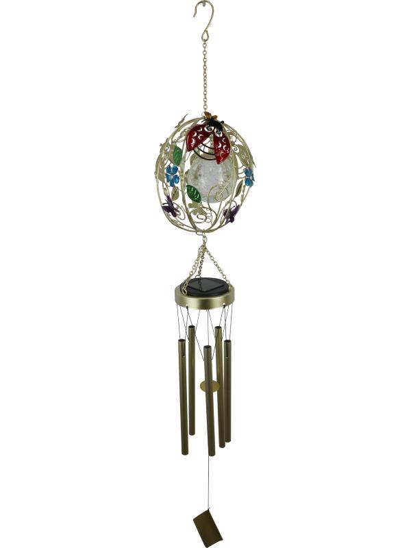 Ladybug with Solar Light Up Ball Wind Chime