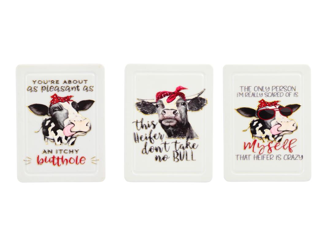 6x8cm Cow Funny Sayings Magnet 3 Asstd