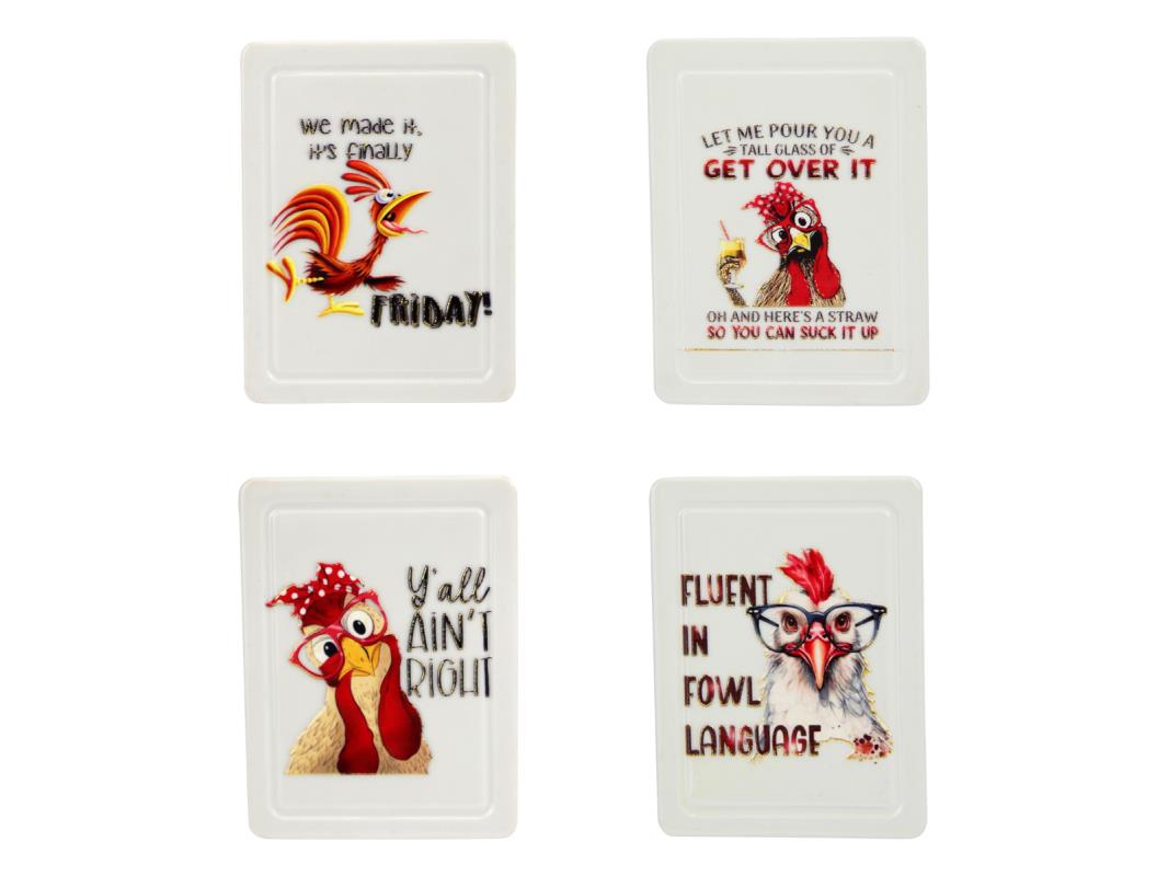 7cm Comical Rooster Magnet 4 Asstd