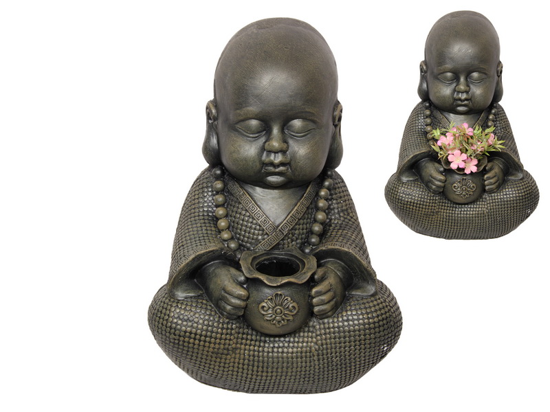 45cm Sitting Buddha Monk with Pot Holder