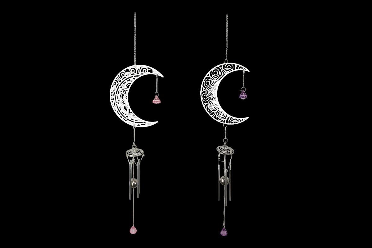 85cm Silver Moon Crystal Wind Chime 2 Asstd