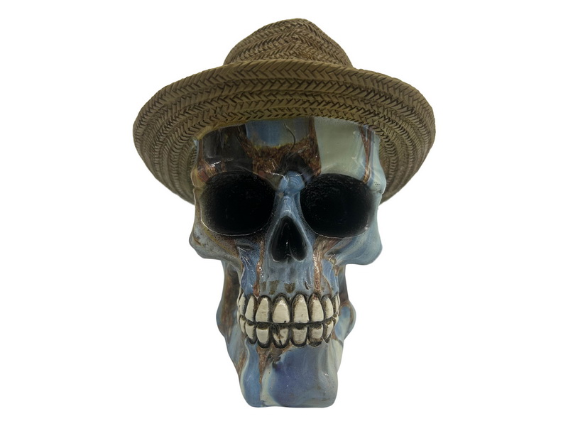 14cm Skull with Panama Hat