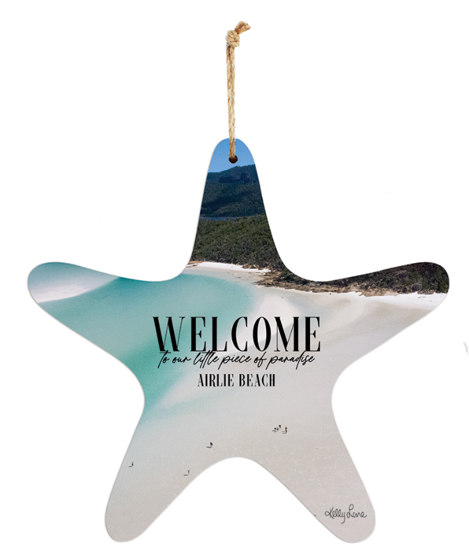 24x25cm Hanging Star Tin Sign Airlie by Kelly Lane