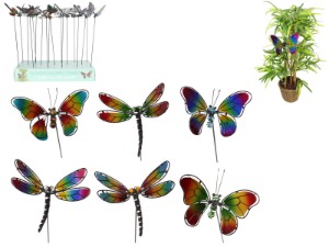 60cm Butterfly/Dragonfly Metal Garden Stake 6 Asstd (12=Free Display)