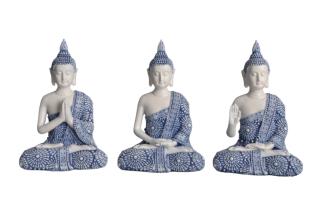 12cm Rulai Buddha In Blue & White Robe 3 Asstd