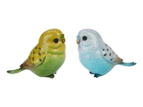 9cm Cute Budgies in Marble Finish 2 Asstd