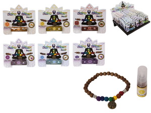 Aromatherapy Oil Diffuser Bracelet with Chakra Design 7 Asstd (36=Free Display)