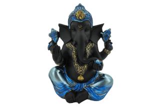 20cm Sitting Ganesh in Shiny Blue Finish